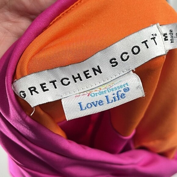 Gretchen Scott Pink One Shoulder Cocktail Dress Sz M - Picture 5 of 6